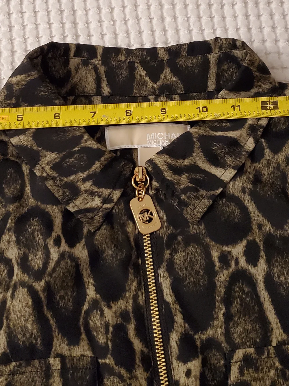 MICHAEL Michael Kors Leopard Print Zip Front Blouse Size L